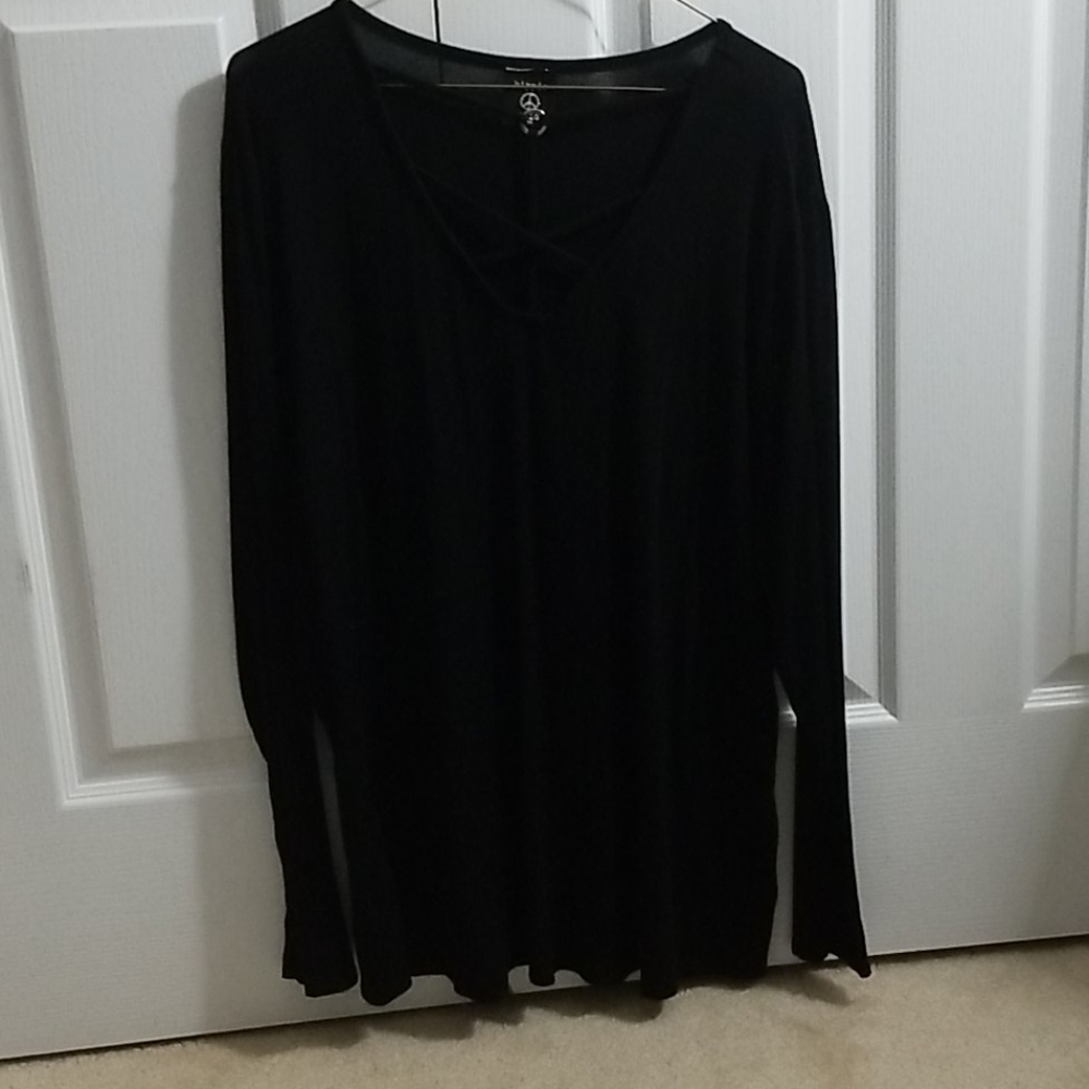 Hippie chic everyday black long sleeve top